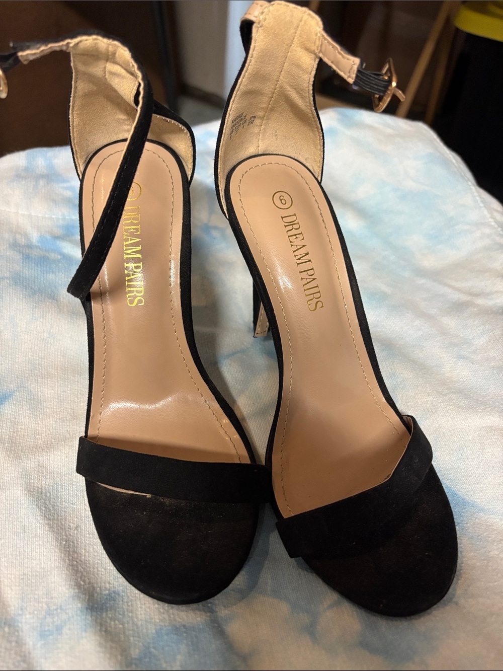 Dream Pairs Black Open Toe Ankle Strap Heels